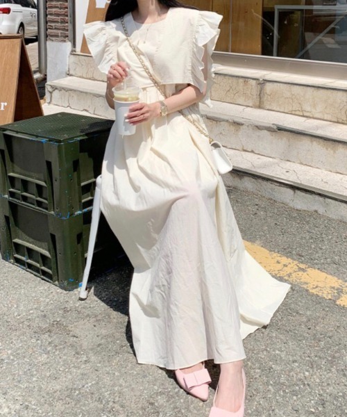 ABITOKYO(アビトーキョー)の「サイドリボンショルフリルベスト&キャミワンピース2点セット(ワンピース・レディース・イエロー/ベージュ/アイボリー・L/M/XL)」の16枚目の写真