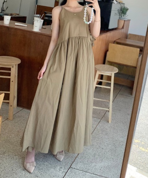 ABITOKYO(アビトーキョー)の「サイドリボンショルフリルベスト&キャミワンピース2点セット(ワンピース・レディース・イエロー/ベージュ/アイボリー・L/M/XL)」の5枚目の写真