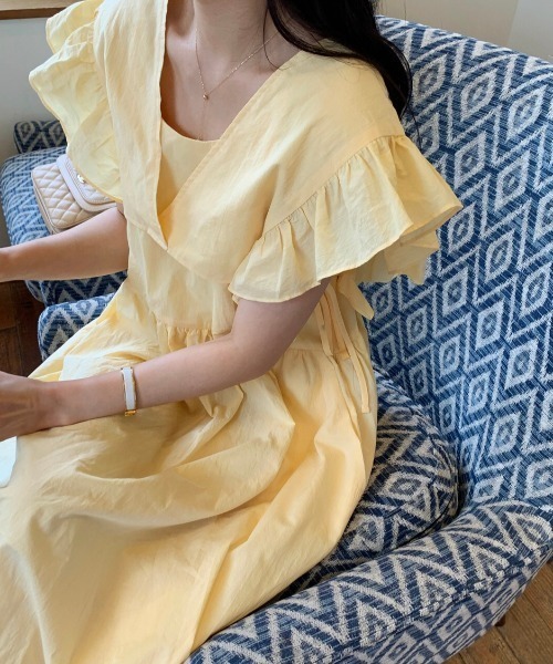 ABITOKYO(アビトーキョー)の「サイドリボンショルフリルベスト&キャミワンピース2点セット(ワンピース・レディース・イエロー/ベージュ/アイボリー・L/M/XL)」の21枚目の写真