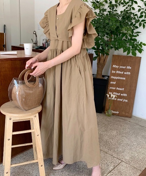 ABITOKYO(アビトーキョー)の「サイドリボンショルフリルベスト&キャミワンピース2点セット(ワンピース・レディース・イエロー/ベージュ/アイボリー・L/M/XL)」の9枚目の写真