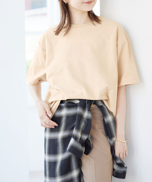 SLOBE IENA（スローブイエナ）の「BASIC BIG TEE -汗ジミ防止-（Tシャツ/カットソー・レディース・ピンク/チャコールグレー/ホワイト/ベージュ・FREE）」の3枚目の写真