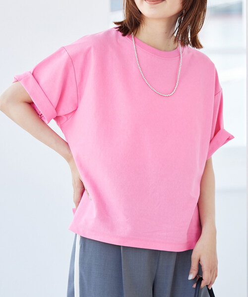 SLOBE IENA（スローブイエナ）の「BASIC BIG TEE -汗ジミ防止-（Tシャツ/カットソー・レディース・ピンク/チャコールグレー/ホワイト/ベージュ・FREE）」の19枚目の写真