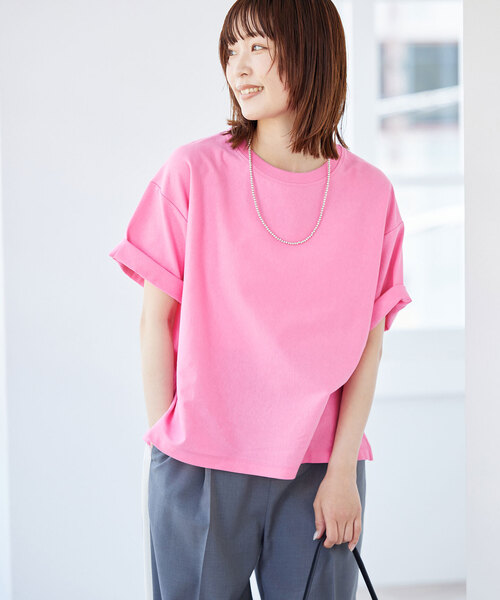 SLOBE IENA（スローブイエナ）の「BASIC BIG TEE -汗ジミ防止-（Tシャツ/カットソー・レディース・ピンク/チャコールグレー/ホワイト/ベージュ・FREE）」の18枚目の写真