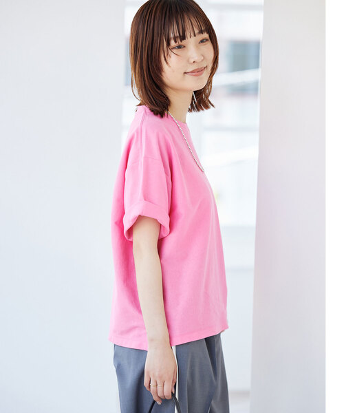 SLOBE IENA（スローブイエナ）の「BASIC BIG TEE -汗ジミ防止-（Tシャツ/カットソー・レディース・ピンク/チャコールグレー/ホワイト/ベージュ・FREE）」の17枚目の写真
