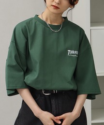 【THRASHER/スラッシャー】ワンポイントロゴ刺繍 ハーフスリーブ ビッグシルエットTシャツ
