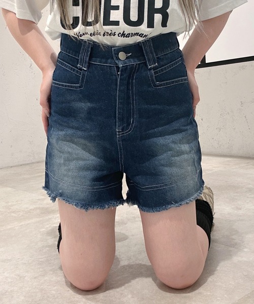 セール】フリンジショートデニムパンツ【低身長さん向けSサイズ