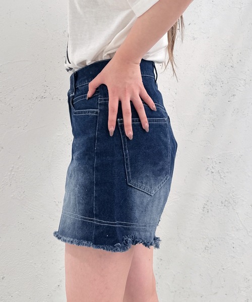 セール】フリンジショートデニムパンツ【低身長さん向けSサイズ