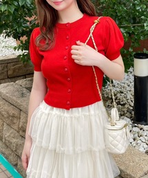 clear | バラボタン半袖ニットカーディガン≪2024SS新作≫(カーディガン/ボレロ)