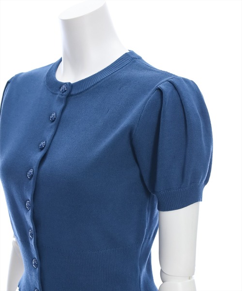 clear（クリア）の「バラボタン半袖ニットカーディガン［オフィスカジュアル 着回し抜群 大人］≪再入荷≫（カーディガン/ボレロ・レディース・アイボリー/ブルーグレー/レッド/ネイビー・F）」の6枚目の写真