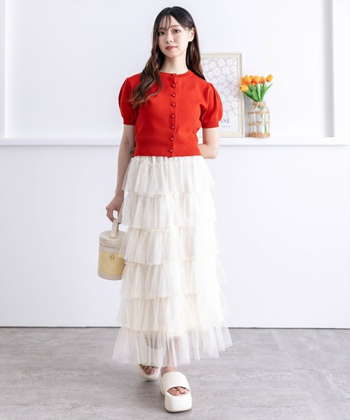 clear（クリア）の「バラボタン半袖ニットカーディガン［オフィスカジュアル 着回し抜群 大人］≪再入荷≫（カーディガン/ボレロ・レディース・アイボリー/ブルーグレー/レッド/ネイビー・F）」の15枚目の写真