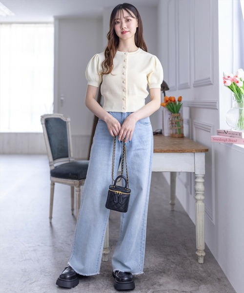 clear（クリア）の「バラボタン半袖ニットカーディガン［オフィスカジュアル 着回し抜群 大人］≪再入荷≫（カーディガン/ボレロ・レディース・アイボリー/ブルーグレー/レッド/ネイビー・F）」の19枚目の写真