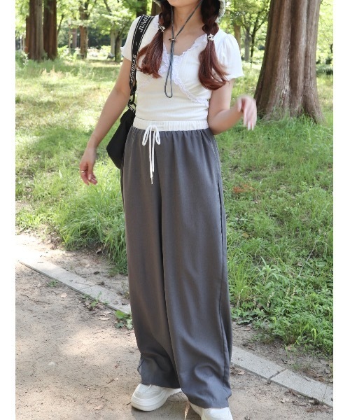 JUMELLE(ジュメロ)の「easy pants【低身長~高身長】(スラックス・レディース・グレー・FREE)」の4枚目の写真