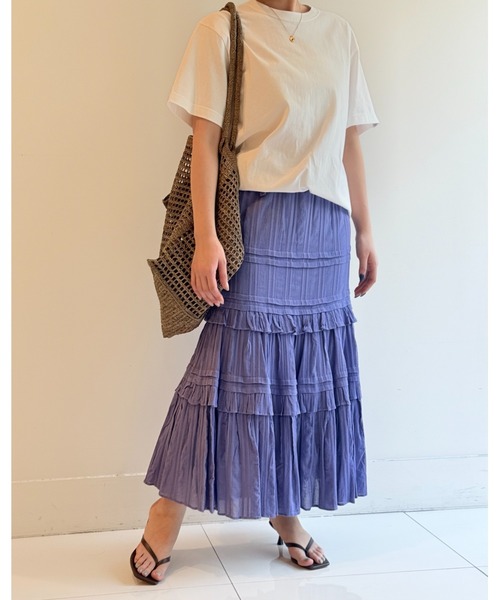 sara mallika(サラ マリカ)の「CTN STRIPE JQD FRILL SK(スカート・レディース・パープル/イエロー/ブラック・S)」の3枚目の写真