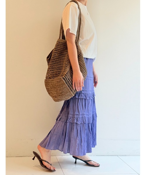 sara mallika(サラ マリカ)の「CTN STRIPE JQD FRILL SK(スカート・レディース・パープル/イエロー/ブラック・S)」の7枚目の写真
