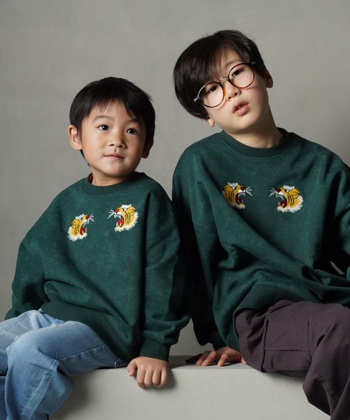 セール】スカジャン風トラ刺繍裏毛トレーナー□150.160cm（スウェット