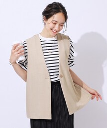 DRESKIP | 【洗える/セットアップ可】プラスワンで旬顔に 大人の麻調ジレ(ベスト)