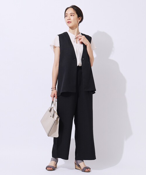 DRESKIP（ドレスキップ）の「【洗える/セットアップ可】プラスワンで旬顔に 大人の麻調ジレ（ベスト・レディース・カーキ/ベージュ/ネイビー・03/02/04）」の6枚目の写真