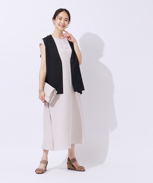 DRESKIP（ドレスキップ）の「【洗える/セットアップ可】プラスワンで旬顔に 大人の麻調ジレ（ベスト・レディース・カーキ/ベージュ/ネイビー・03/02/04）」の7枚目の写真