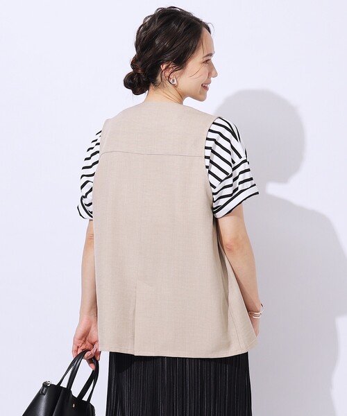 DRESKIP（ドレスキップ）の「【洗える/セットアップ可】プラスワンで旬顔に 大人の麻調ジレ（ベスト・レディース・カーキ/ベージュ/ネイビー・03/02/04）」の13枚目の写真