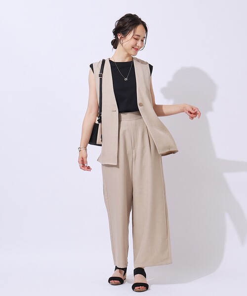 DRESKIP（ドレスキップ）の「【洗える/セットアップ可】プラスワンで旬顔に 大人の麻調ジレ（ベスト・レディース・カーキ/ベージュ/ネイビー・03/02/04）」の14枚目の写真