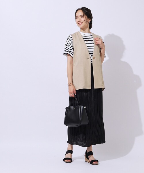 DRESKIP（ドレスキップ）の「【洗える/セットアップ可】プラスワンで旬顔に 大人の麻調ジレ（ベスト・レディース・カーキ/ベージュ/ネイビー・03/02/04）」の17枚目の写真
