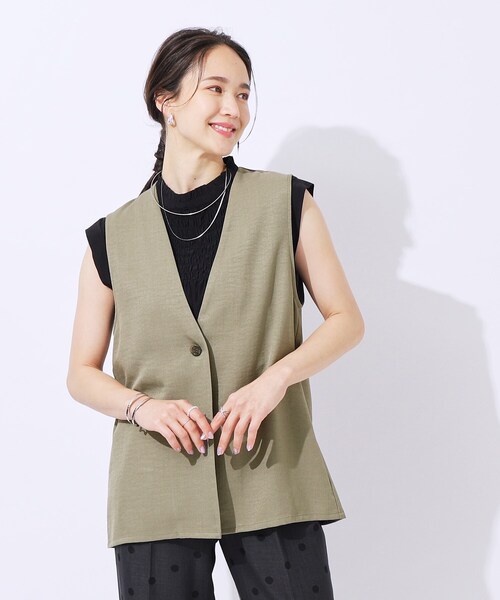 DRESKIP（ドレスキップ）の「【洗える/セットアップ可】プラスワンで旬顔に 大人の麻調ジレ（ベスト・レディース・カーキ/ベージュ/ネイビー・03/02/04）」の21枚目の写真