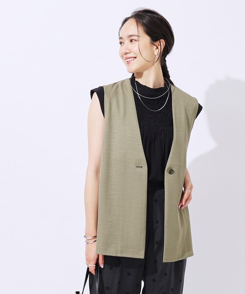 DRESKIP（ドレスキップ）の「【洗える/セットアップ可】プラスワンで旬顔に 大人の麻調ジレ（ベスト・レディース・カーキ/ベージュ/ネイビー・03/02/04）」の22枚目の写真