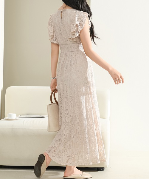 handmadeフリル袖ロングワンピース♡北欧田舎風景柄xラッセル花柄レース ROJITA ワンピース 花柄ロング半袖ワンピース : ZOZOTOWN Yahoo