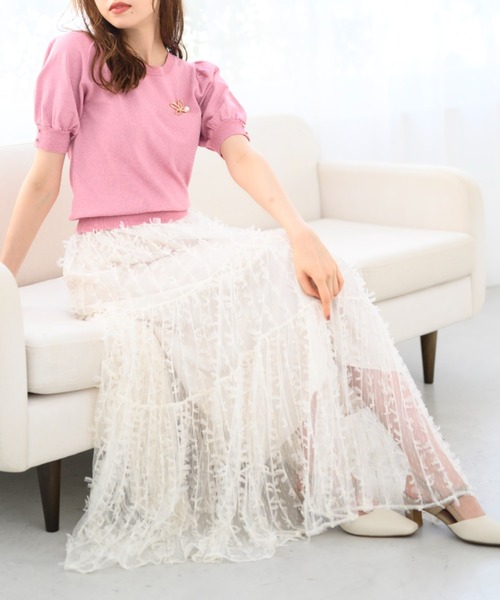 MISCH MASCH(ミッシュマッシュ)の「リボンチュールスカート/MM437204(スカート・レディース・ブラック/アイボリー・フリ-)」の2枚目の写真
