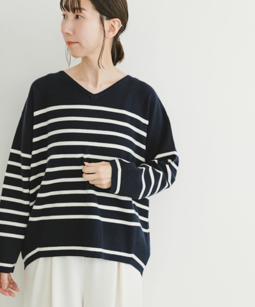 ITEMS URBANRESEARCH（アイテムズ アーバンリサーチ）の「ミラノリブボーダーニットプルオーバー（ニット/セーター・レディース・ブルー系その他/グリーン系その他/ブラック系その他・FREE）」の11枚目の写真