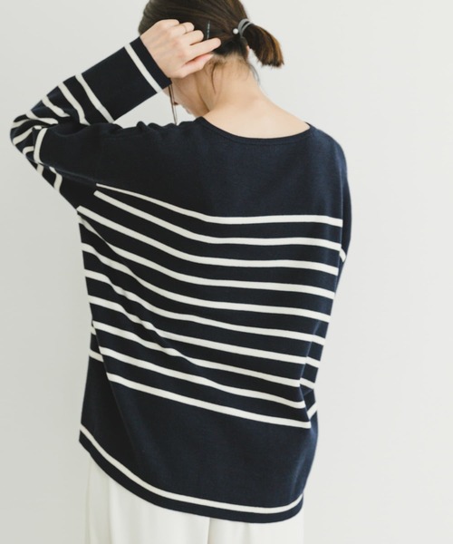 ITEMS URBANRESEARCH（アイテムズ アーバンリサーチ）の「ミラノリブボーダーニットプルオーバー（ニット/セーター・レディース・ブルー系その他/グリーン系その他/ブラック系その他・FREE）」の12枚目の写真