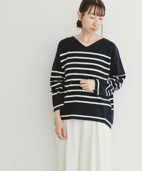 ITEMS URBANRESEARCH（アイテムズ アーバンリサーチ）の「ミラノリブボーダーニットプルオーバー（ニット/セーター・レディース・ブルー系その他/グリーン系その他/ブラック系その他・FREE）」の13枚目の写真