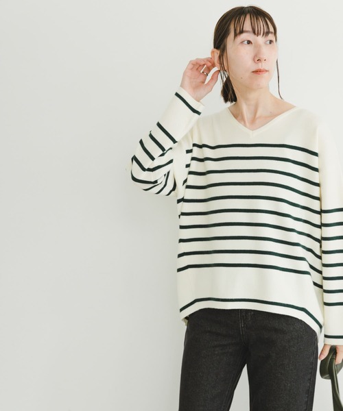 ITEMS URBANRESEARCH（アイテムズ アーバンリサーチ）の「ミラノリブボーダーニットプルオーバー（ニット/セーター・レディース・ブルー系その他/グリーン系その他/ブラック系その他・FREE）」の16枚目の写真