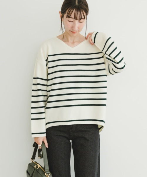 ITEMS URBANRESEARCH（アイテムズ アーバンリサーチ）の「ミラノリブボーダーニットプルオーバー（ニット/セーター・レディース・ブルー系その他/グリーン系その他/ブラック系その他・FREE）」の17枚目の写真