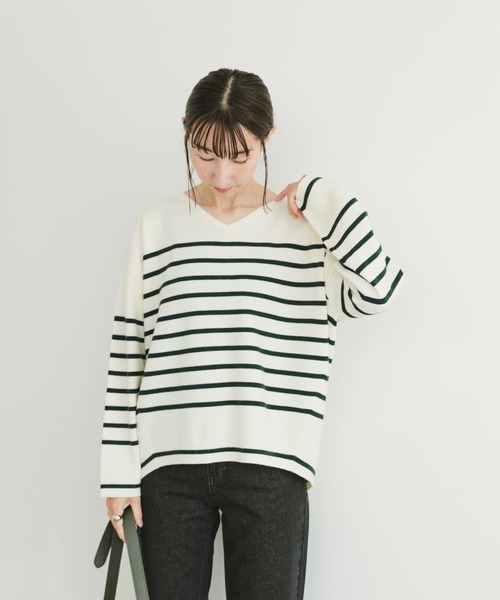 ITEMS URBANRESEARCH（アイテムズ アーバンリサーチ）の「ミラノリブボーダーニットプルオーバー（ニット/セーター・レディース・ブルー系その他/グリーン系その他/ブラック系その他・FREE）」の20枚目の写真