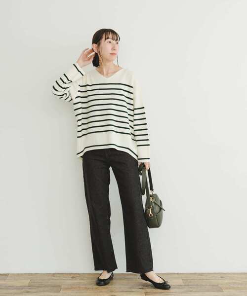 ITEMS URBANRESEARCH（アイテムズ アーバンリサーチ）の「ミラノリブボーダーニットプルオーバー（ニット/セーター・レディース・ブルー系その他/グリーン系その他/ブラック系その他・FREE）」の22枚目の写真