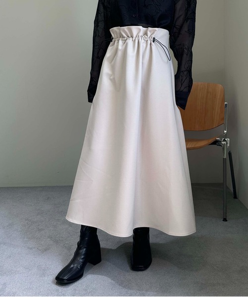 1chaku.（イッチャク）の「ドロストデザインスカート（スカート・レディース・サンドグレー/ブラック・マルチサイズ）」の3枚目の写真