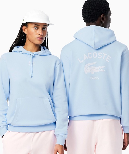 LACOSTE パーカー 裏パイル地 バックプリントスウェットパーカー