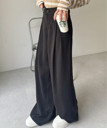 【Eclat one】高身長さんも対応！ ボックスタック ボリュームワイド スラックス