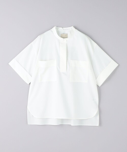 ユナイテッドアローズ バンドカラー ビッグシルエット 白 シャツ WEB限定 WARDROBE SMART】コットン バンドカラー スキッパー