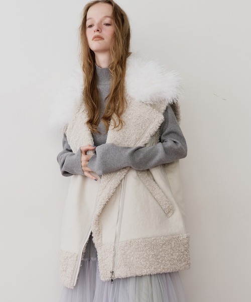 セール】BIGボリュームムートンベスト（ベスト）｜J1U by LA BELLE