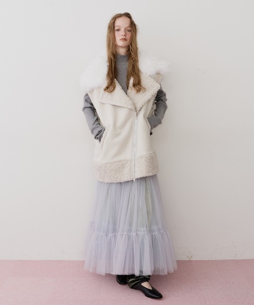 セール】BIGボリュームムートンベスト（ベスト）｜J1U by LA BELLE