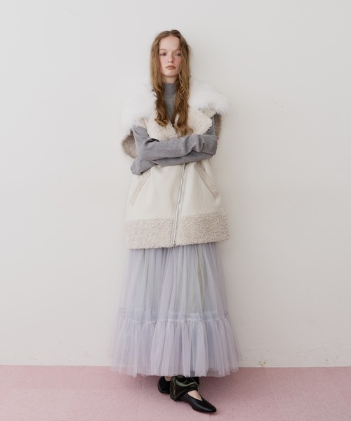 セール】BIGボリュームムートンベスト（ベスト）｜J1U by LA BELLE