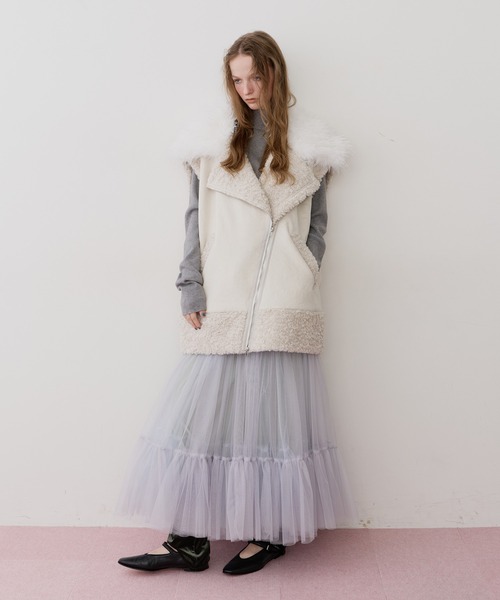 セール】BIGボリュームムートンベスト（ベスト）｜J1U by LA BELLE