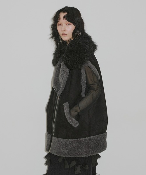 セール】BIGボリュームムートンベスト（ベスト）｜J1U by LA BELLE