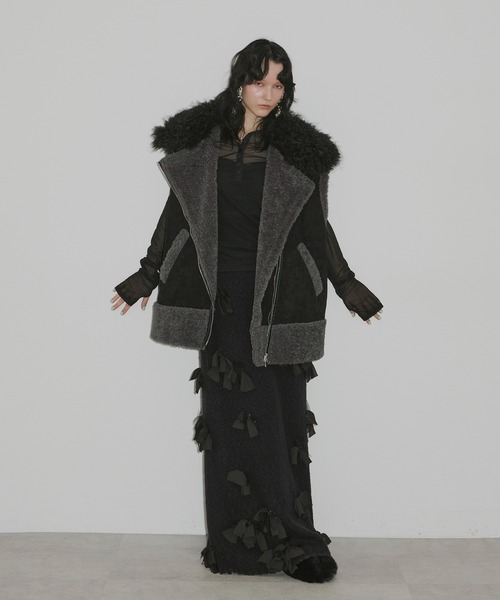 セール】BIGボリュームムートンベスト（ベスト）｜J1U by LA BELLE