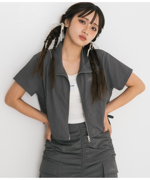 ANAP GｉRL（アナップガール）の「【ティーンズライン】肩ジップ付ナイロンブルゾン（M、Lサイズ）（ブルゾン・キッズ・スミクロ/カーキ・M/L）」の7枚目の写真