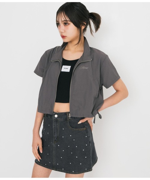 ANAP GｉRL（アナップガール）の「【ティーンズライン】肩ジップ付ナイロンブルゾン（M、Lサイズ）（ブルゾン・キッズ・スミクロ/カーキ・M/L）」の3枚目の写真