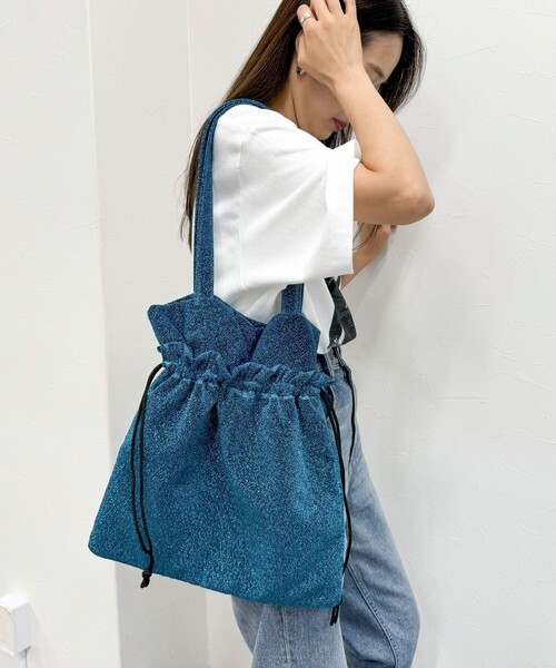 fredy emue（フレディエミュ）の「アウトポケットドロストラメトートバック（トートバッグ・レディース・ライトブルー/ブラック/シルバー・FREE）」の15枚目の写真