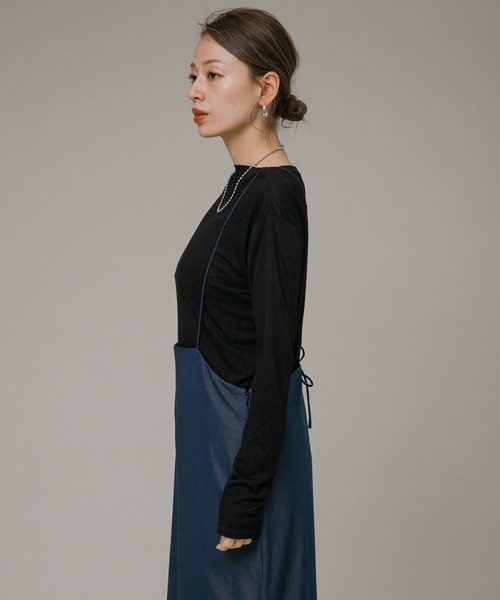 URBAN RESEARCH Sonny Label（アーバンリサーチサニーレーベル）の「『WEB限定』ナローサスペンダーサロペット（サロペット/オーバーオール・レディース・ブラック/ネイビー・FREE）」の18枚目の写真